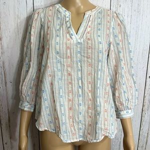 Morgan Claire 3/4 Sleeves 100% Cotton Blouse Size Small